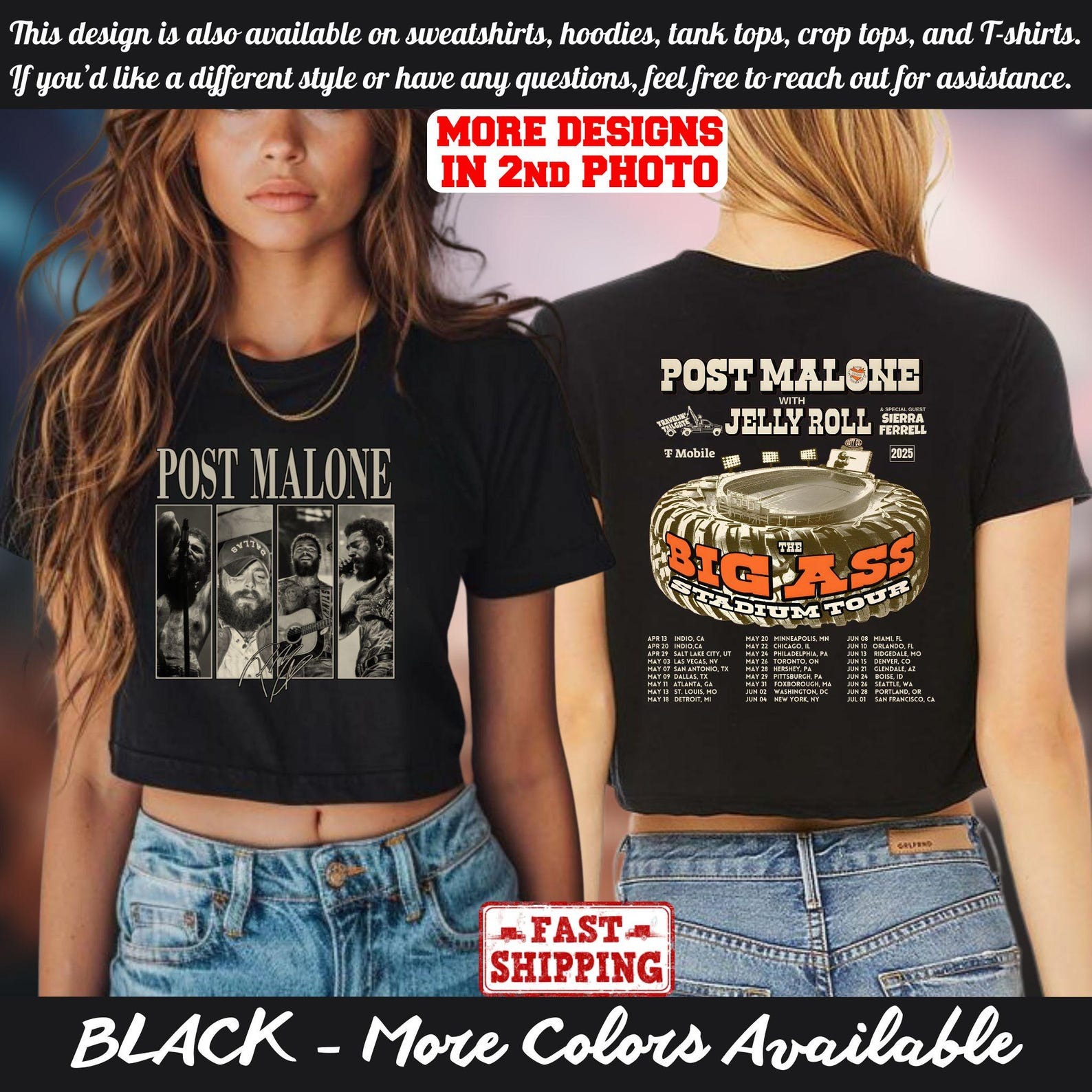 Vintage Post Malone Crop Top, Post Malone Losers Crop Top, Post Malone Tour, Big Ass Stadium Tour, Posty 2025 Tour Crop, Posty Tour Crop Top